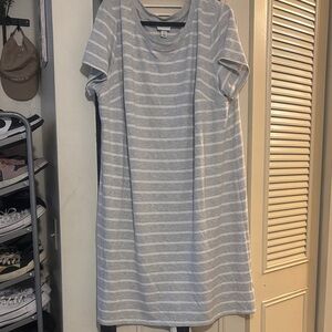 Ava & Viv Gray and White Striped Mini Dress